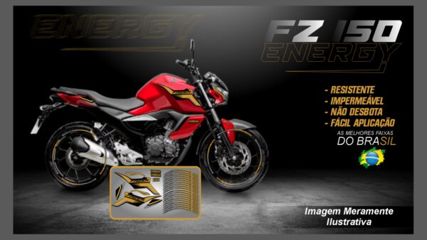 KIT ADESIVOS FZ 15 VERSÃO ENERGY ( MOTO VERMELHA) - Imagem 9