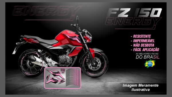 KIT ADESIVOS FZ 15 VERSÃO ENERGY ( MOTO VERMELHA) - Imagem 10