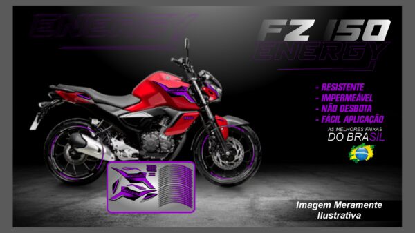 KIT ADESIVOS FZ 15 VERSÃO ENERGY ( MOTO VERMELHA) - Imagem 11