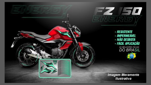 KIT ADESIVOS FZ 15 VERSÃO ENERGY ( MOTO VERMELHA) - Imagem 12