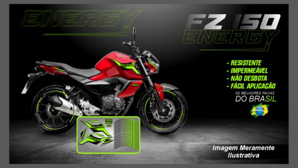 KIT ADESIVOS FZ 15 VERSÃO ENERGY ( MOTO VERMELHA) - Imagem 13