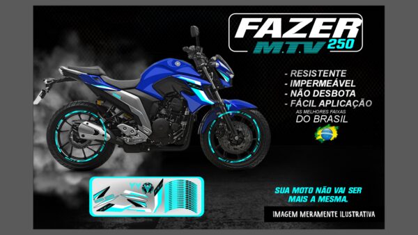 KIT ADESIVOS FAZER 250 M.T.V ( MOTO AZUL ) - Image 10