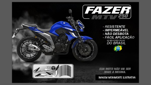 KIT ADESIVOS FAZER 250 M.T.V ( MOTO AZUL ) - Image 9