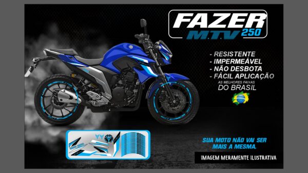 KIT ADESIVOS FAZER 250 M.T.V ( MOTO AZUL ) - Image 8