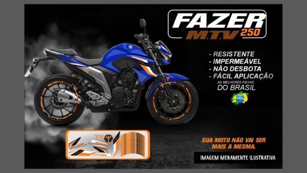 KIT ADESIVOS FAZER 250 M.T.V ( MOTO AZUL ) - Image 7