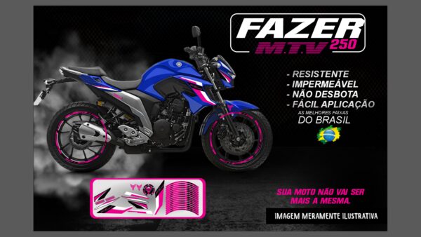 KIT ADESIVOS FAZER 250 M.T.V ( MOTO AZUL ) - Image 6