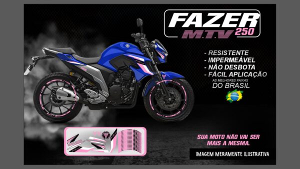 KIT ADESIVOS FAZER 250 M.T.V ( MOTO AZUL ) - Image 12