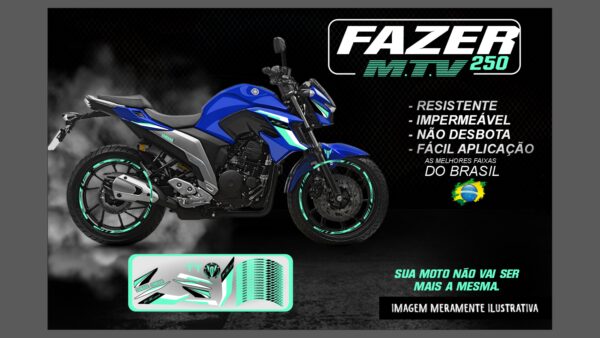 KIT ADESIVOS FAZER 250 M.T.V ( MOTO AZUL ) - Image 4