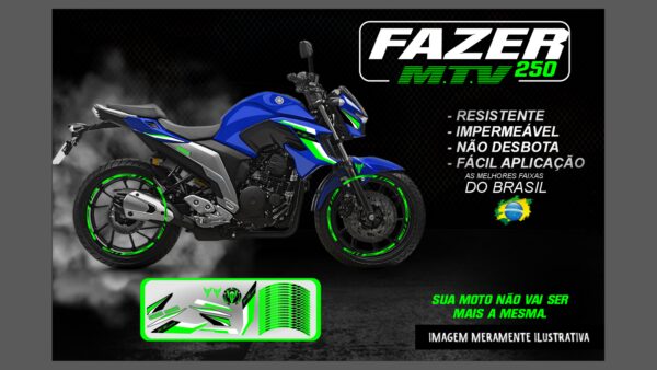 KIT ADESIVOS FAZER 250 M.T.V ( MOTO AZUL ) - Image 3