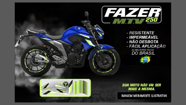 KIT ADESIVOS FAZER 250 M.T.V ( MOTO AZUL ) - Image 11