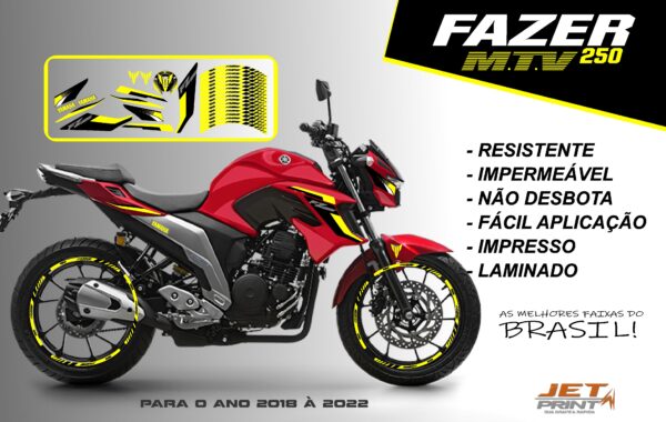 KIT ADESIVOS FAZER 250 M.T.V ( MOTO VERMELHA) - Imagem 5