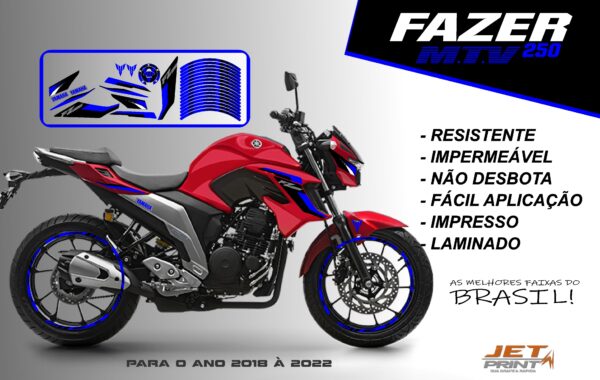 KIT ADESIVOS FAZER 250 M.T.V ( MOTO VERMELHA) - Imagem 6