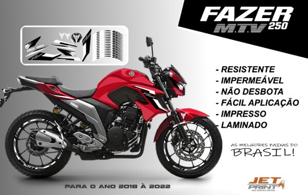 KIT ADESIVOS FAZER 250 M.T.V ( MOTO VERMELHA) - Imagem 7