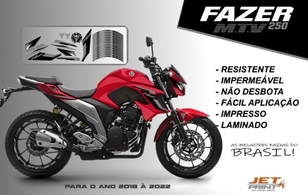 KIT ADESIVOS FAZER 250 M.T.V ( MOTO VERMELHA) - Imagem 9