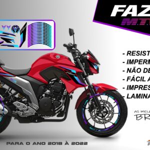 KIT ADESIVOS FAZER 250 M.T.V ( MOTO VERMELHA)