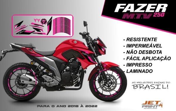 KIT ADESIVOS FAZER 250 M.T.V ( MOTO VERMELHA) - Imagem 4