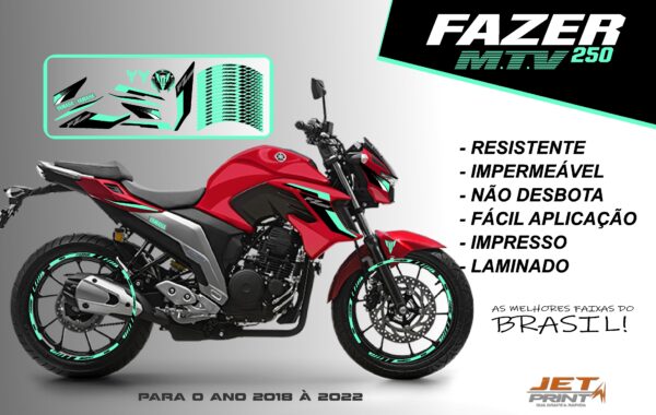 KIT ADESIVOS FAZER 250 M.T.V ( MOTO VERMELHA) - Imagem 15
