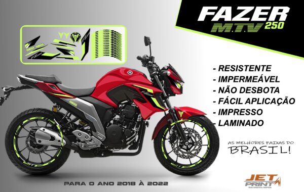KIT ADESIVOS FAZER 250 M.T.V ( MOTO VERMELHA) - Imagem 16