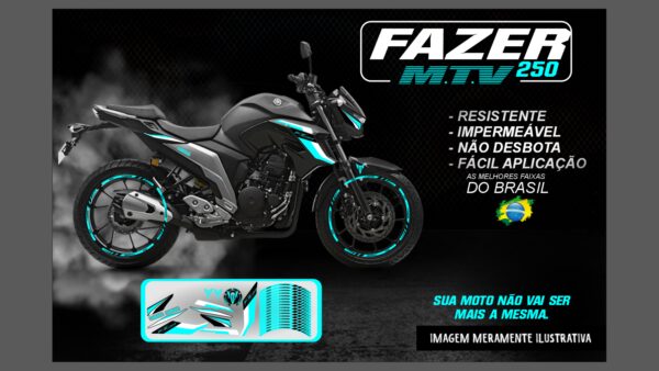 KIT ADESIVOS FAZER 250 M.T.V ( MOTO PRETA) - Image 12