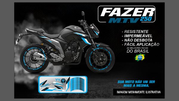 KIT ADESIVOS FAZER 250 M.T.V ( MOTO PRETA) - Image 11