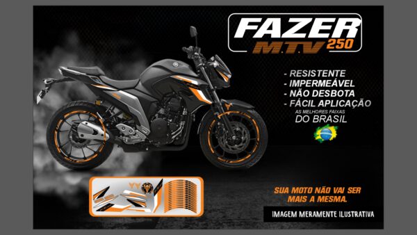 KIT ADESIVOS FAZER 250 M.T.V ( MOTO PRETA) - Image 10