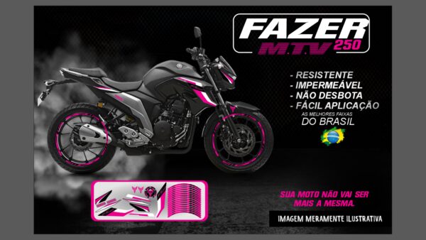 KIT ADESIVOS FAZER 250 M.T.V ( MOTO PRETA) - Image 9