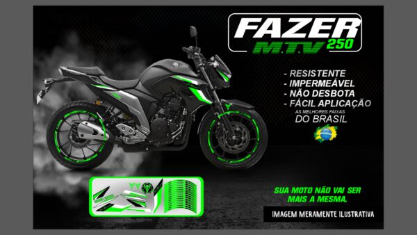 KIT ADESIVOS FAZER 250 M.T.V ( MOTO PRETA) - Image 3