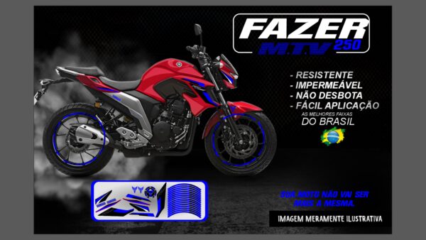 KIT ADESIVOS FAZER 250 M.T.V ( MOTO VERMELHA) - Image 12