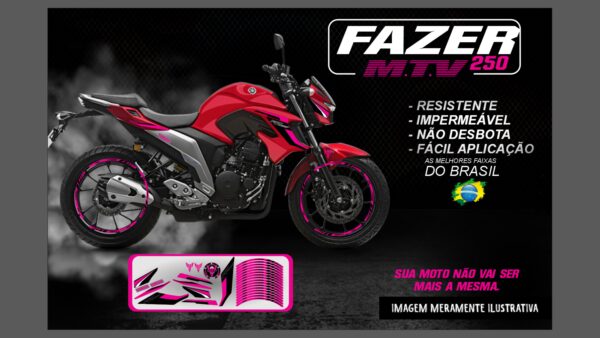 KIT ADESIVOS FAZER 250 M.T.V ( MOTO VERMELHA) - Image 9