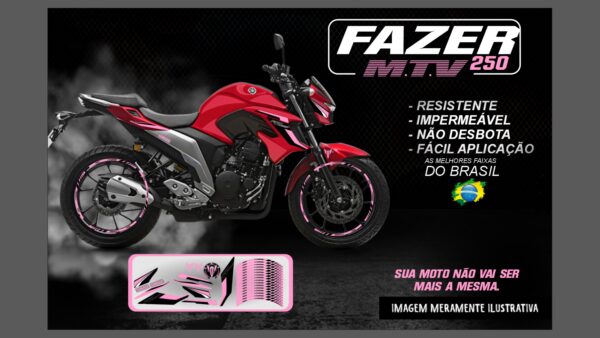 KIT ADESIVOS FAZER 250 M.T.V ( MOTO VERMELHA) - Image 7