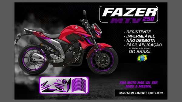 KIT ADESIVOS FAZER 250 M.T.V ( MOTO VERMELHA) - Image 6