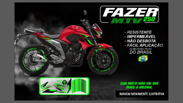 KIT ADESIVOS FAZER 250 M.T.V ( MOTO VERMELHA) - Image 3