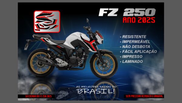 KIT FAIXAS FZ 25 2025 ( MOTO BRANCA)