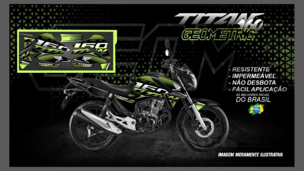 KIT ADESIVOS TITAN 2016 Á 2019 ( VERSÃO GEOMÉTRIC) MOTO PRETA