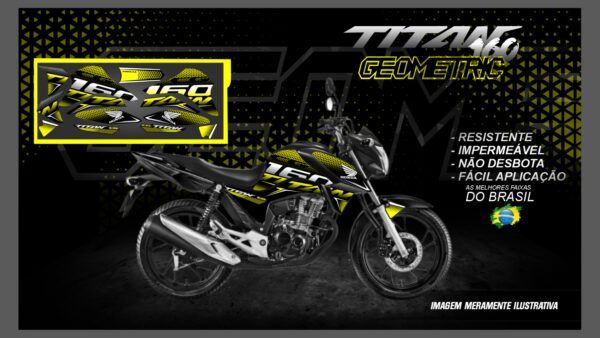 KIT ADESIVOS TITAN 2016 Á 2019 ( VERSÃO GEOMÉTRIC) MOTO PRETA - Imagem 2