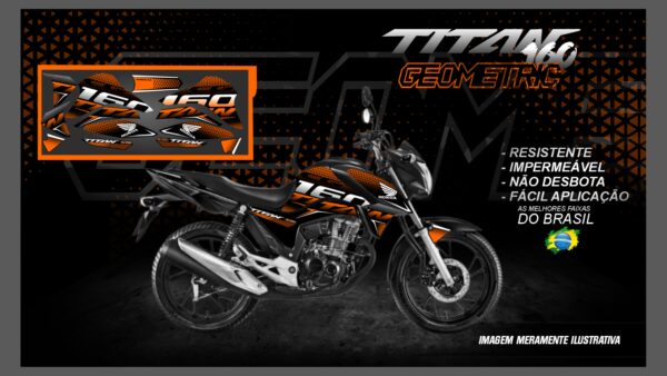 KIT ADESIVOS TITAN 2016 Á 2019 ( VERSÃO GEOMÉTRIC) MOTO PRETA - Imagem 6