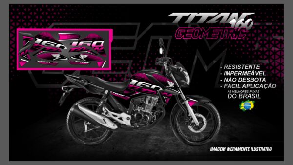 KIT ADESIVOS TITAN 2016 Á 2019 ( VERSÃO GEOMÉTRIC) MOTO PRETA - Imagem 7