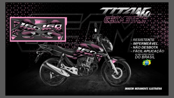 KIT ADESIVOS TITAN 2016 Á 2019 ( VERSÃO GEOMÉTRIC) MOTO PRETA - Imagem 9