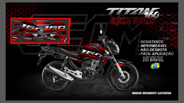 KIT ADESIVOS TITAN 2016 Á 2019 ( VERSÃO GEOMÉTRIC) MOTO PRETA - Imagem 13