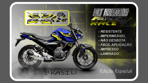 KIT DE ADESIVOS FZ 15 – VERSÃO RACE ( MOTO AZUL) - Imagem 2