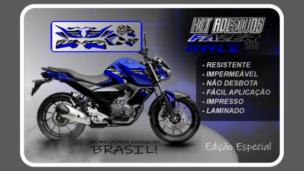 KIT DE ADESIVOS FZ 15 – VERSÃO RACE ( MOTO AZUL) - Imagem 3