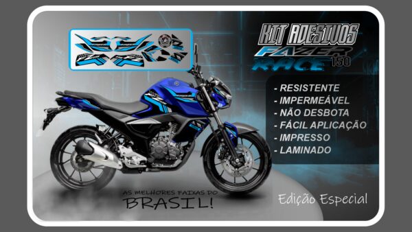 KIT DE ADESIVOS FZ 15 – VERSÃO RACE ( MOTO AZUL) - Imagem 6
