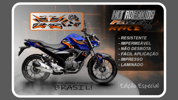 KIT DE ADESIVOS FZ 15 – VERSÃO RACE ( MOTO AZUL) - Imagem 7