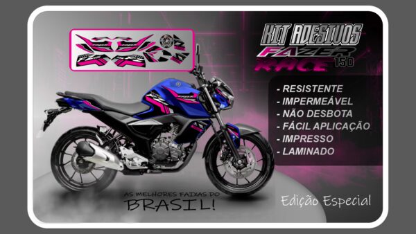 KIT DE ADESIVOS FZ 15 – VERSÃO RACE ( MOTO AZUL) - Imagem 8