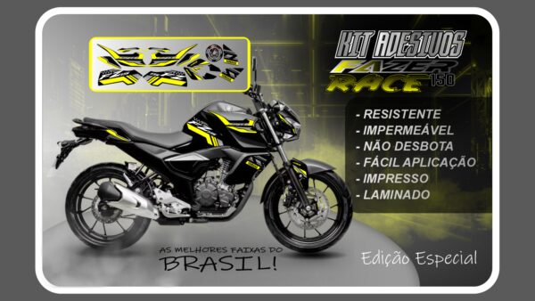 KIT DE ADESIVOS FZ 15 – VERSÃO RACE ( MOTO PRETA) - Imagem 2