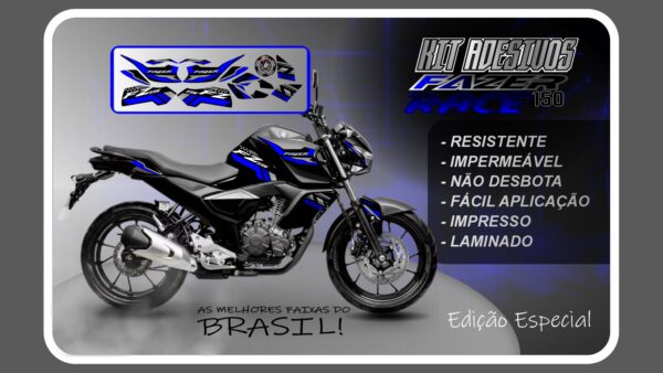 KIT DE ADESIVOS FZ 15 – VERSÃO RACE ( MOTO PRETA) - Imagem 3