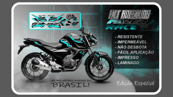 KIT DE ADESIVOS FZ 15 – VERSÃO RACE ( MOTO PRETA) - Imagem 4
