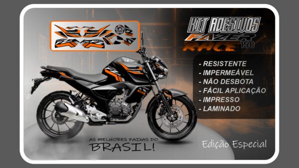 KIT DE ADESIVOS FZ 15 – VERSÃO RACE ( MOTO PRETA) - Imagem 6