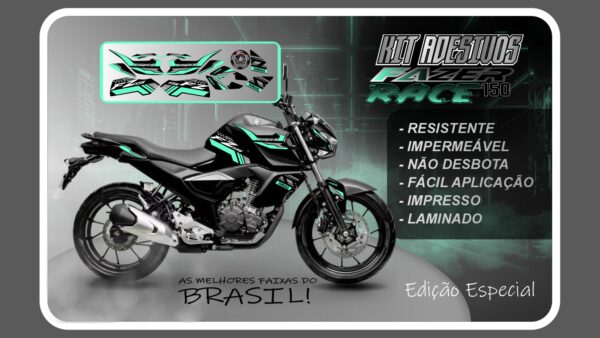 KIT DE ADESIVOS FZ 15 – VERSÃO RACE ( MOTO PRETA) - Imagem 11