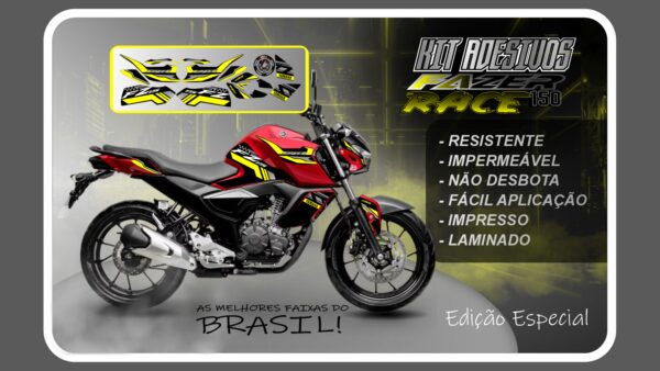 KIT DE ADESIVOS FZ 15 – VERSÃO RACE ( MOTO VERMELHA) - Imagem 2